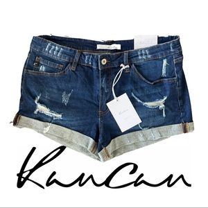 NWT KanCan Estilo High-Waist Distressed Jean Shorts